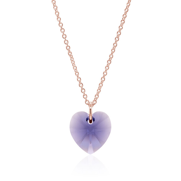Crystal & Silver Halskette Heart Tanzanit Silber Rosé