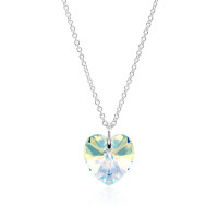 Crystal & Silver Halskette Heart Aurora Borealis Silber