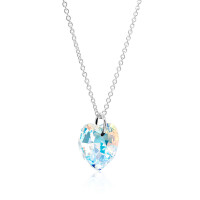 Crystal & Silver Halskette Heart Aurora Borealis Silber
