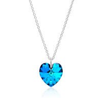 Crystal & Silver Halskette Heart Bermuda Blue Silber