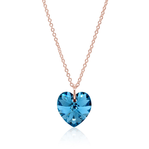 Crystal & Silver Halskette Heart Cool Blue CAL Silber Rosé