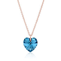 Crystal & Silver Halskette Heart Cool Blue CAL Silber...