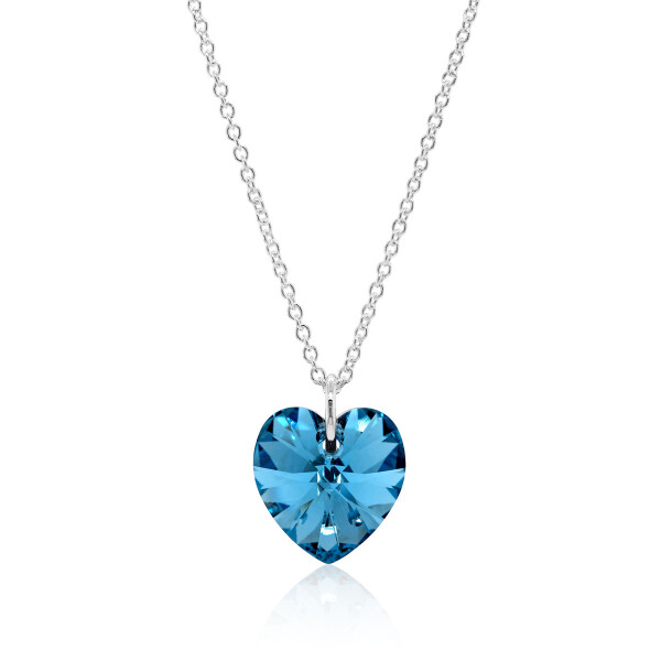 Crystal & Silver Halskette Heart Cool Blue CAL Silber