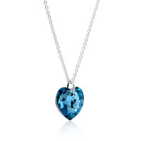Crystal & Silver Halskette Heart Cool Blue CAL Silber
