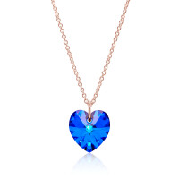 Crystal & Silver Halskette Heart Heliotrope Silber...