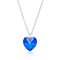 Crystal & Silver Halskette Heart Heliotrope Silber