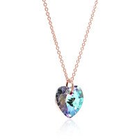 Crystal & Silver Halskette Heart Vitrail Light Silber Rosé