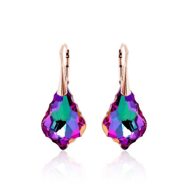 Crystal & Silver Ohrhänger Baroque Silber Rosé Heliotrope Aurea