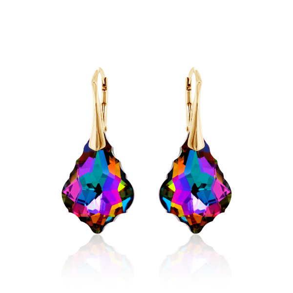 Crystal & Silver Ohrhänger Baroque Silber vergoldet Volcano Aurea