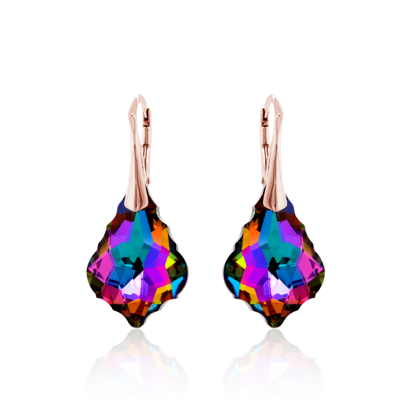 Crystal & Silver Ohrhänger Baroque Silber Rosé Volcano Aurea