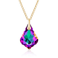 Crystal & Silver Halskette Baroque Silber vergoldet...