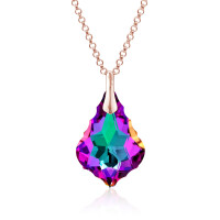 Crystal & Silver Halskette Baroque Silber Rosé...