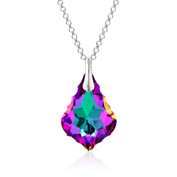 Crystal & Silver Halskette Baroque in Silber Heliotrope Aurea