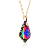 Crystal & Silver Halskette Baroque Silber vergoldet Volcano Aurea