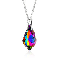 Crystal & Silver Halskette Baroque in Silber Volcano Aurea