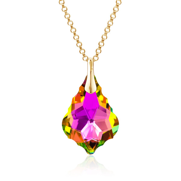 Crystal & Silver Halskette Baroque Silber vergoldet Vitrail Rose