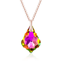 Crystal & Silver Halskette Baroque Silber Rosé...