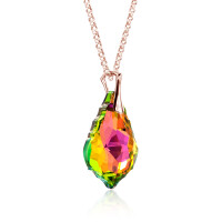 Crystal & Silver Halskette Baroque Silber Rosé Vitrail Rose