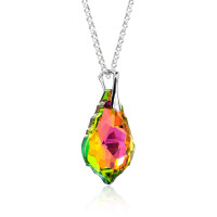 Crystal & Silver Halskette Baroque in Silber Vitrail Rose