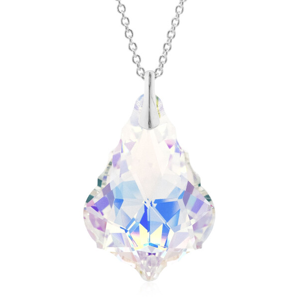 Crystal & Silver Halskette Baroque groß in Silber Aurora Borealis