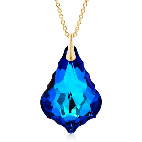 Crystal & Silver Halskette Baroque groß Silber vergoldet Bermuda Blue