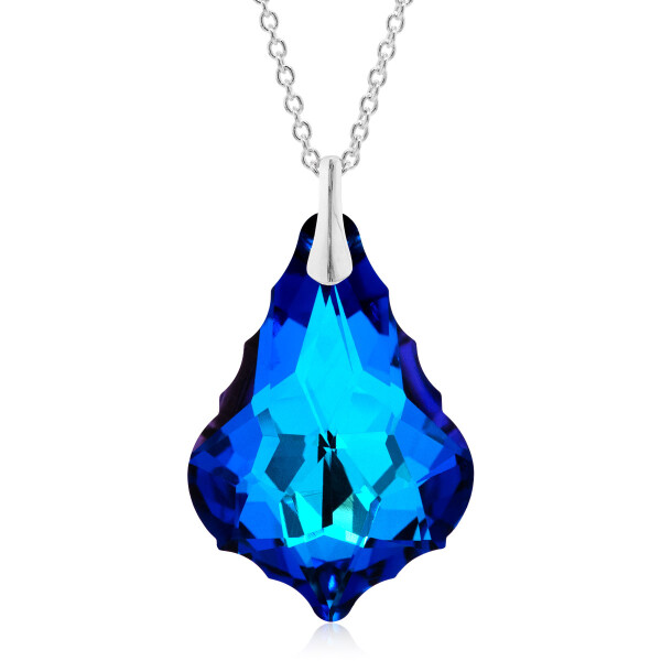 Crystal & Silver Halskette Baroque groß in Silber Bermuda Blue