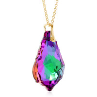 Crystal & Silver Halskette Baroque groß Silber vergoldet Heliotrope Aurea