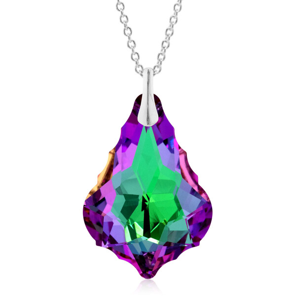 Crystal & Silver Halskette Baroque groß in Silber Heliotrope Aurea