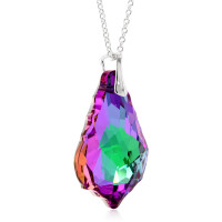 Crystal & Silver Halskette Baroque groß in Silber Heliotrope Aurea