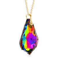 Crystal & Silver Halskette Baroque groß Silber vergoldet Volcano Aurea