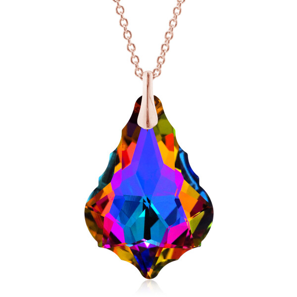 Crystal & Silver Halskette Baroque groß Silber Rosé Volcano Aurea