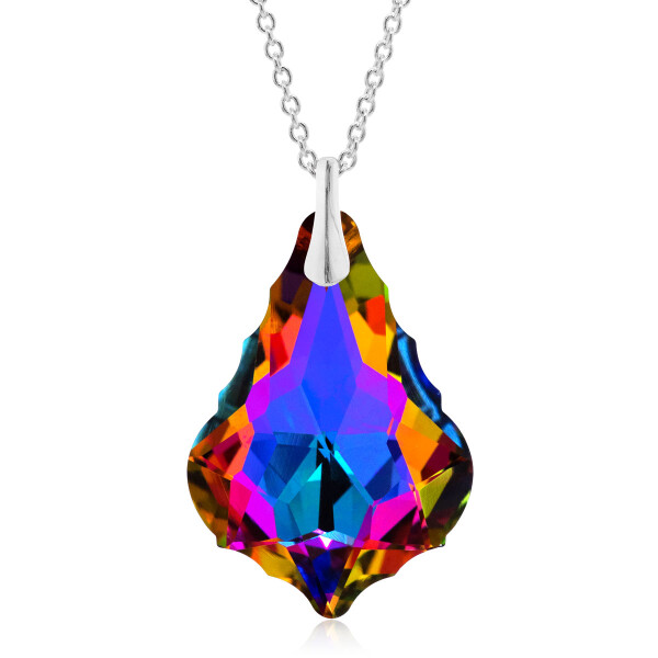 Crystal & Silver Halskette Baroque groß in Silber Volcano Aurea