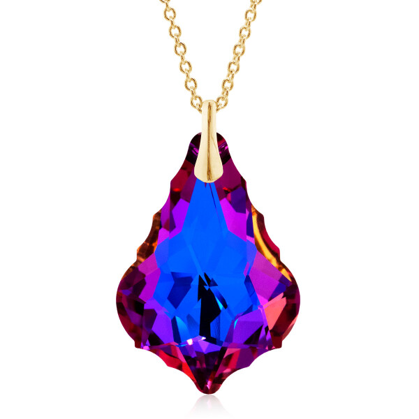 Crystal & Silver Halskette Baroque groß Silber vergoldet Violet Blue