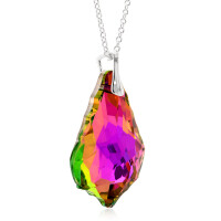 Crystal & Silver Halskette Baroque groß in Silber Vitrail Rose