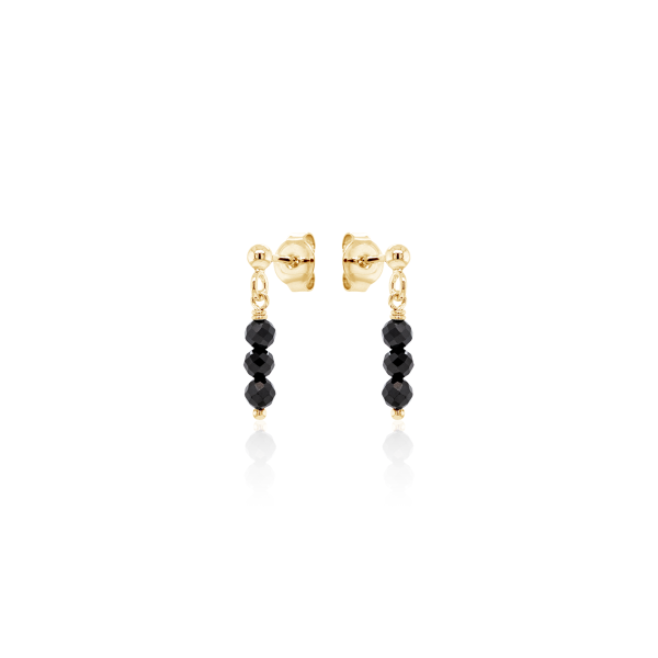Crystal & Silver Ohrstecker Zirkonia-Pearl Schwarz Silber vergoldet