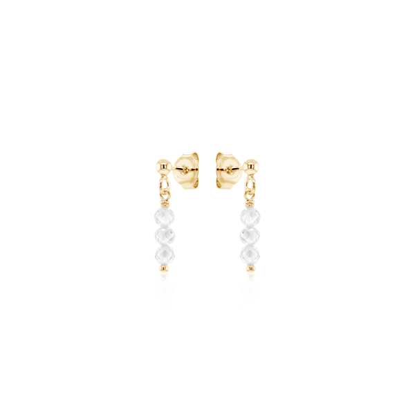 Crystal & Silver Ohrstecker Zirkonia-Pearl Crystal Weiß Silber vergoldet