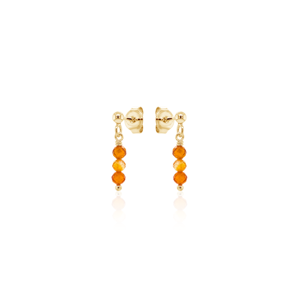 Crystal & Silver Ohrstecker Zirkonia-Pearl Orange hell Silber vergoldet