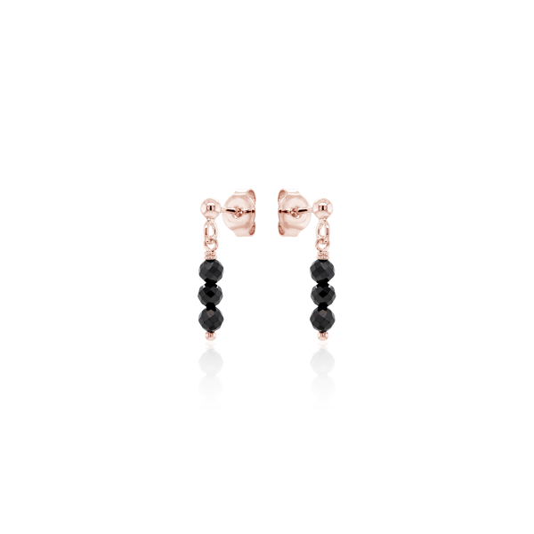 Crystal & Silver Ohrstecker Zirkonia-Pearl Schwarz Silber Rosé