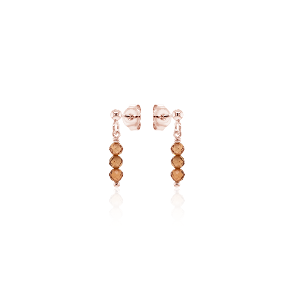 Crystal & Silver Ohrstecker Zirkonia-Pearl Karamell Silber Rosé