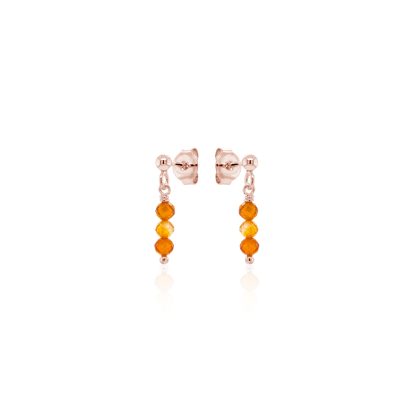 Crystal & Silver Ohrstecker Zirkonia-Pearl Orange hell Silber Rosé