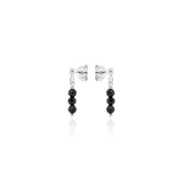 Crystal & Silver Ohrstecker Zirkonia-Pearl Schwarz in Silber