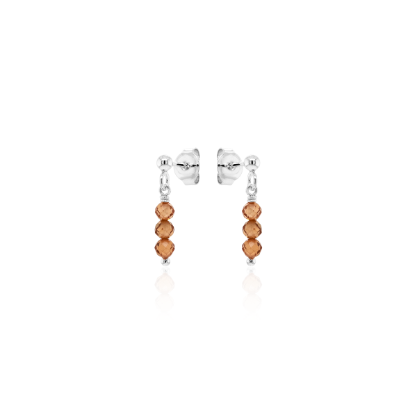 Crystal & Silver Ohrstecker Zirkonia-Pearl Karamell in Silber
