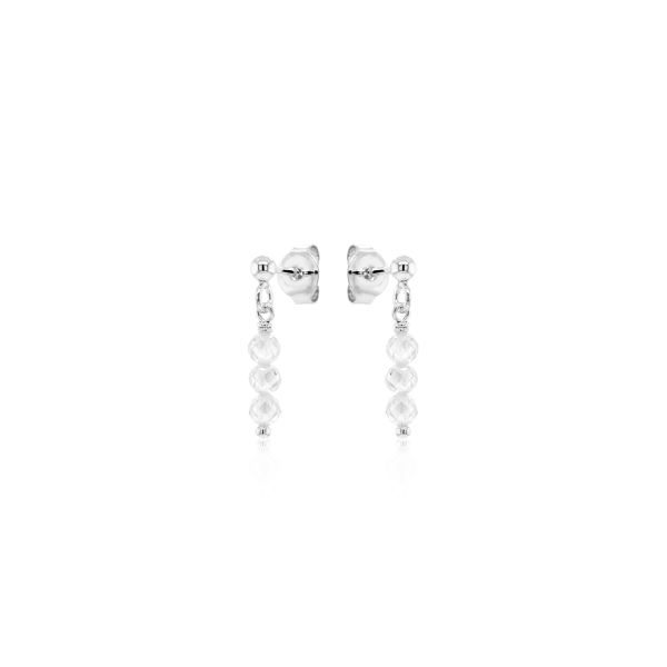 Crystal & Silver Ohrstecker Zirkonia-Pearl Crystal Weiß in Silber