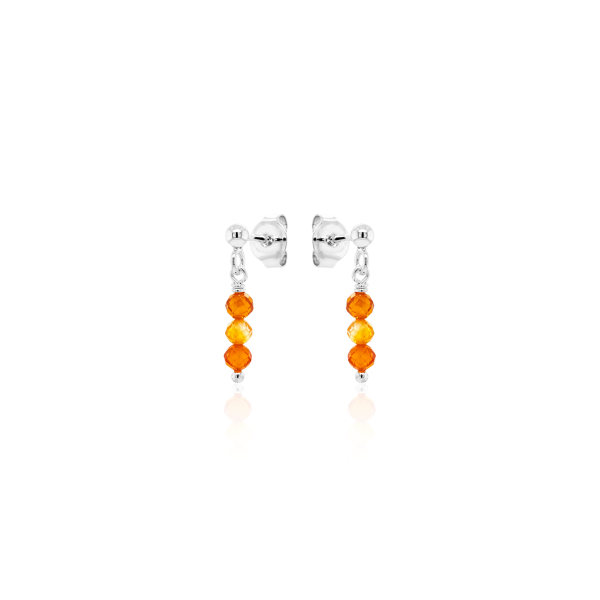 Crystal & Silver Ohrstecker Zirkonia-Pearl Orange hell in Silber
