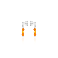 Crystal & Silver Ohrstecker Zirkonia-Pearl Orange...