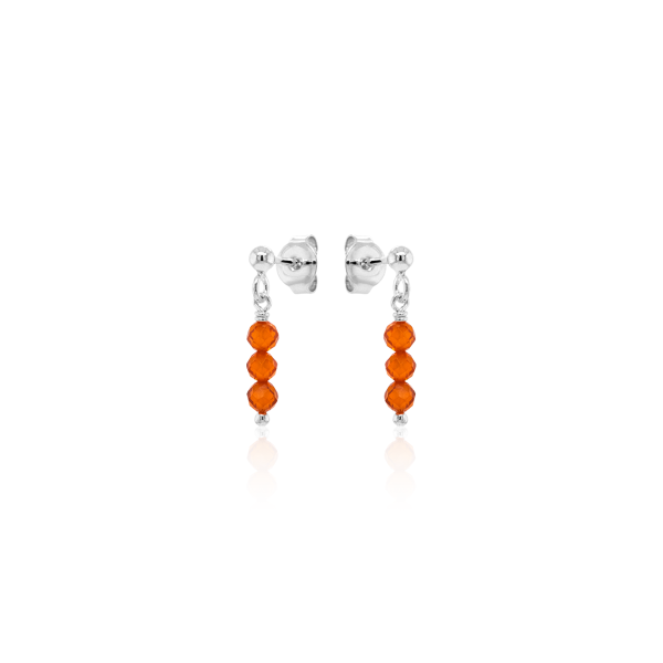 Crystal & Silver Ohrstecker Zirkonia-Pearl Orange in Silber
