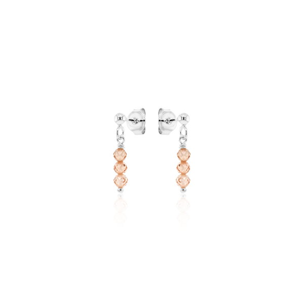 Crystal & Silver Ohrstecker Zirkonia-Pearl Pfirsichrosa in Silber