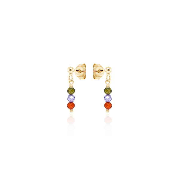 Crystal & Silver Ohrstecker Zirkonia-Pearl in Silber vergoldet Mix-Color Peridot-Lila-Orange
