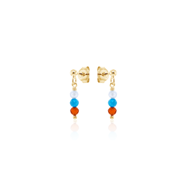 Crystal & Silver Ohrstecker Zirkonia-Pearl in Silber vergoldet Mix-Color Weiß-Türkis-Orange