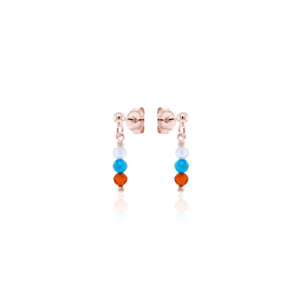 Crystal & Silver Ohrstecker Zirkonia-Pearl in Silber Rosé vergoldet Mix-Color Weiß-Türkis-Orange